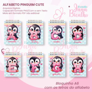 Bloquinho A6 Alfabeto Pinguim Cute