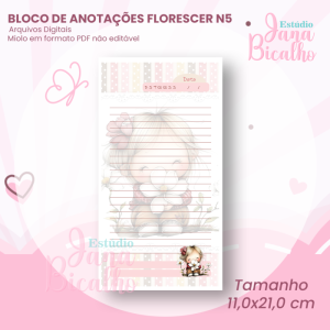 Bloco de Anotações 11x21 cm Florescer N5