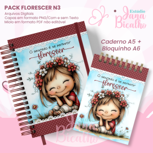 PACK Caderno Pautado A5+Bloquinho A6 Florescer N3