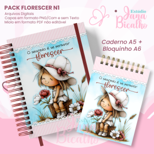 PACK Caderno Pautado A5+Bloquinho A6 Florescer N1