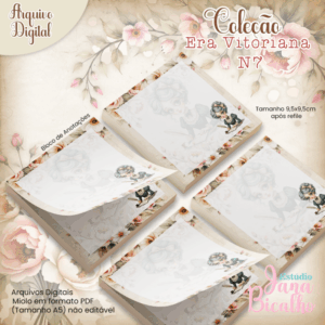 Bloco de Anotações 9,5x9,5cm Coleção Era Vitoriana N7