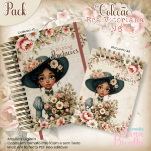 Caderno Pautado A5+Bloquinho A6  Coleção Era Vitoriana N6