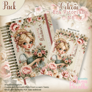Caderno Pautado A5+Bloquinho A6  Coleção Era Vitoriana N5