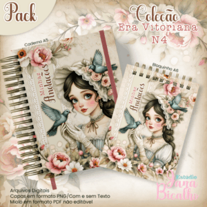 Caderno Pautado A5+Bloquinho A6  Coleção Era Vitoriana N4