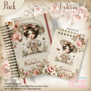 Caderno Pautado A5+Bloquinho A6  Coleção Era Vitoriana N1