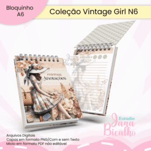 Bloquinho A6 Coleção Vintage Girl N6