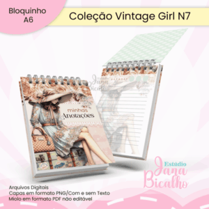 Bloquinho A6 Coleção Vintage Girl N7