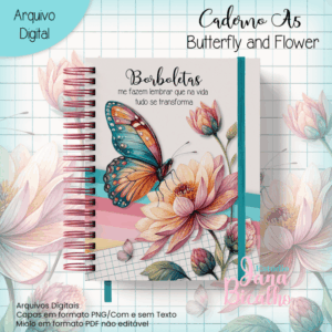 Caderno A5 Butterfl and Flower