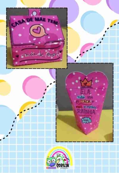 Caixa coração e caixa casinha – Lembrancinha Dia das Mães