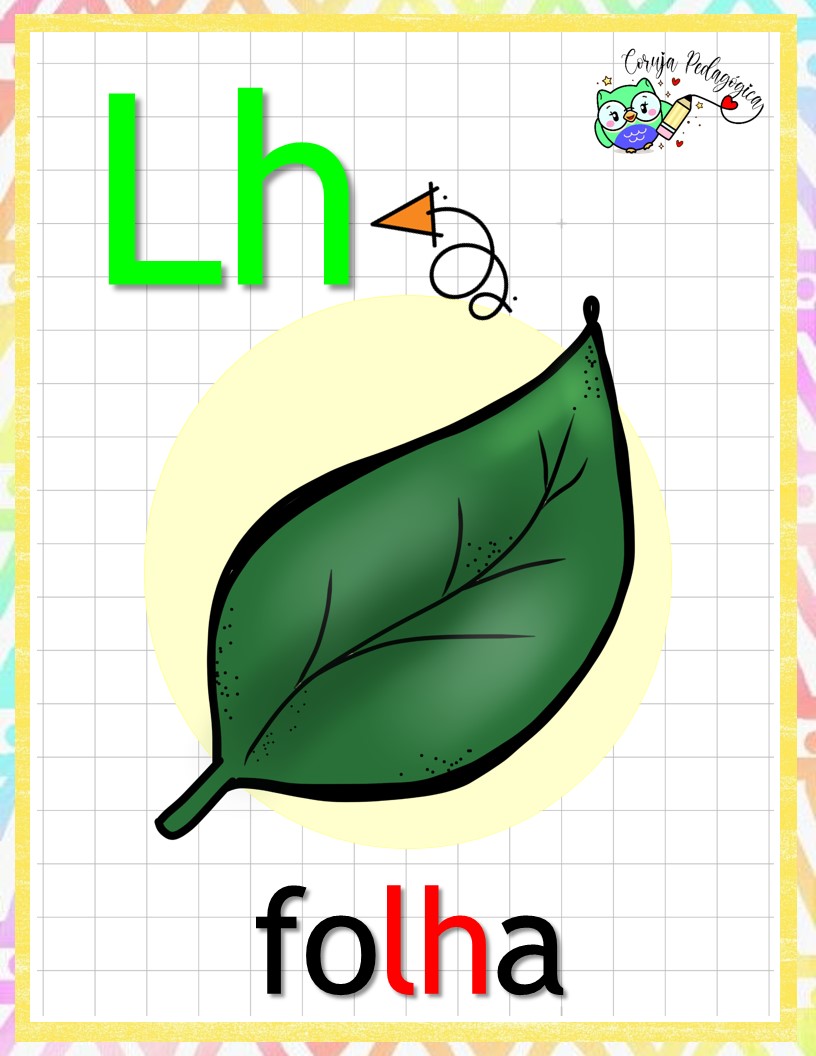 Cartaz do alfabeto incluindo ch, nh e lh Cartaz do alfabeto incluindo ch, nh e lh - Imagem 5