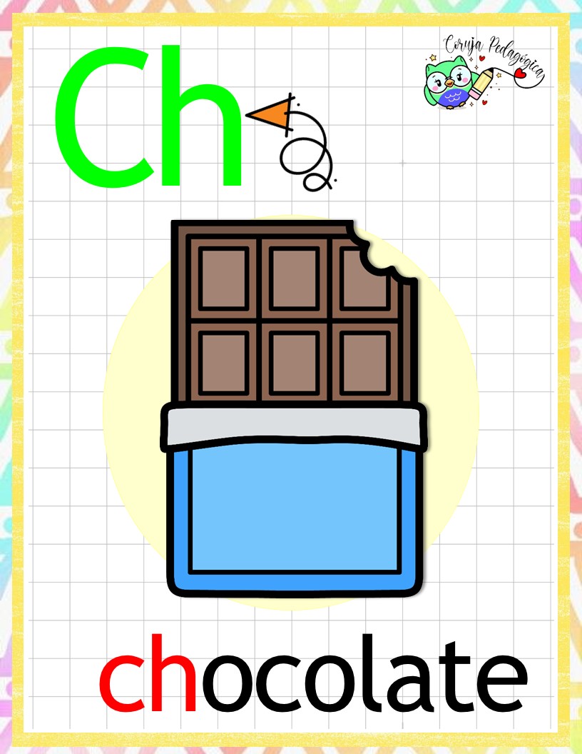 Cartaz do alfabeto incluindo ch, nh e lh Cartaz do alfabeto incluindo ch, nh e lh - Imagem 6