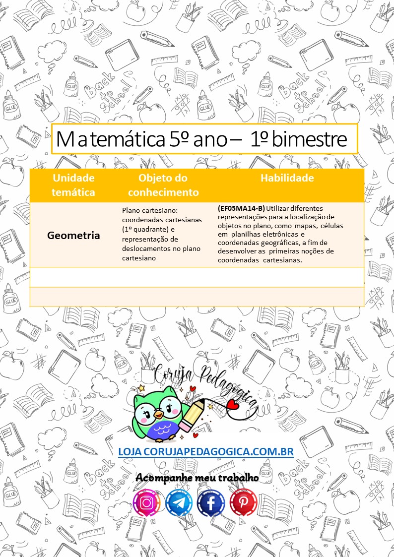 Plano cartesiano atividades 5º ano Plano cartesiano 5º ano
