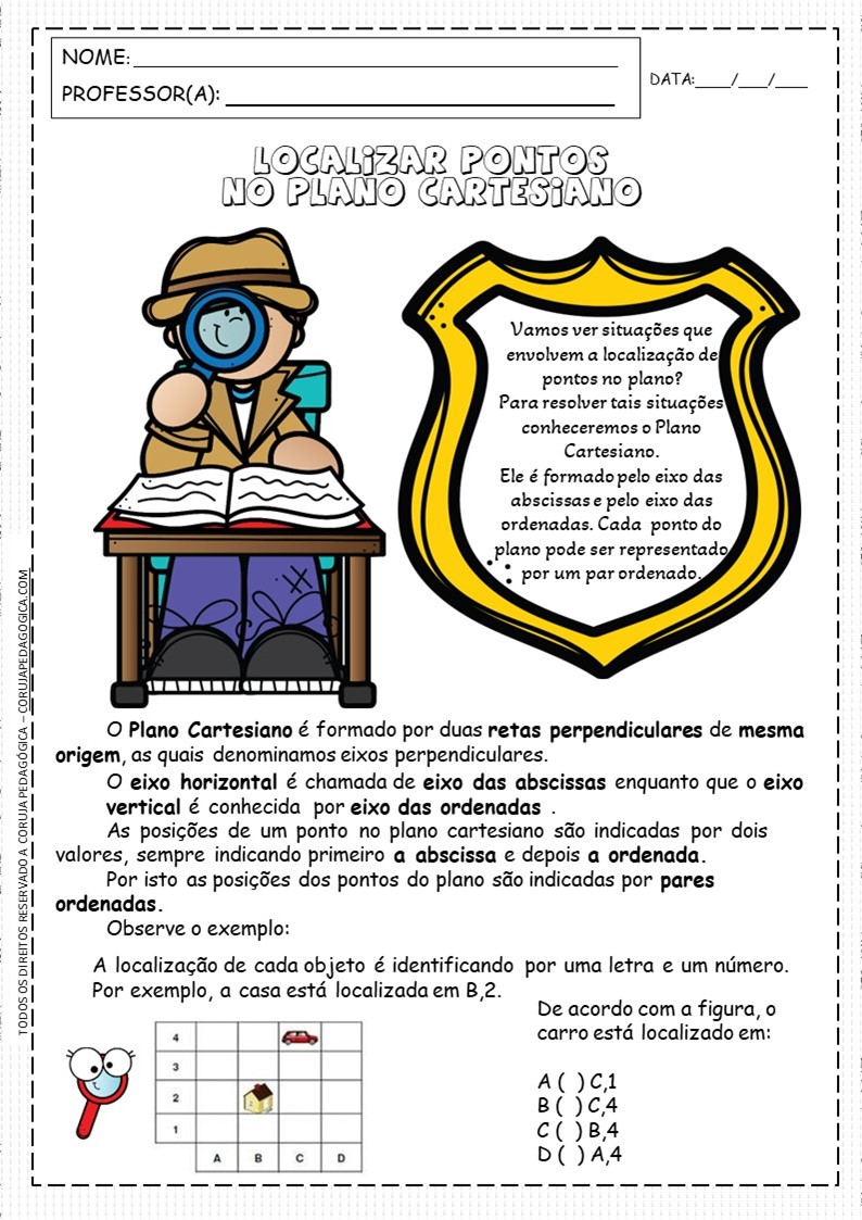 Plano cartesiano atividades 5º ano Plano cartesiano 5º ano