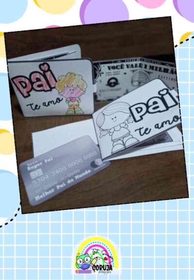 Carteira Interativa musical dia dos pais (para colorir)