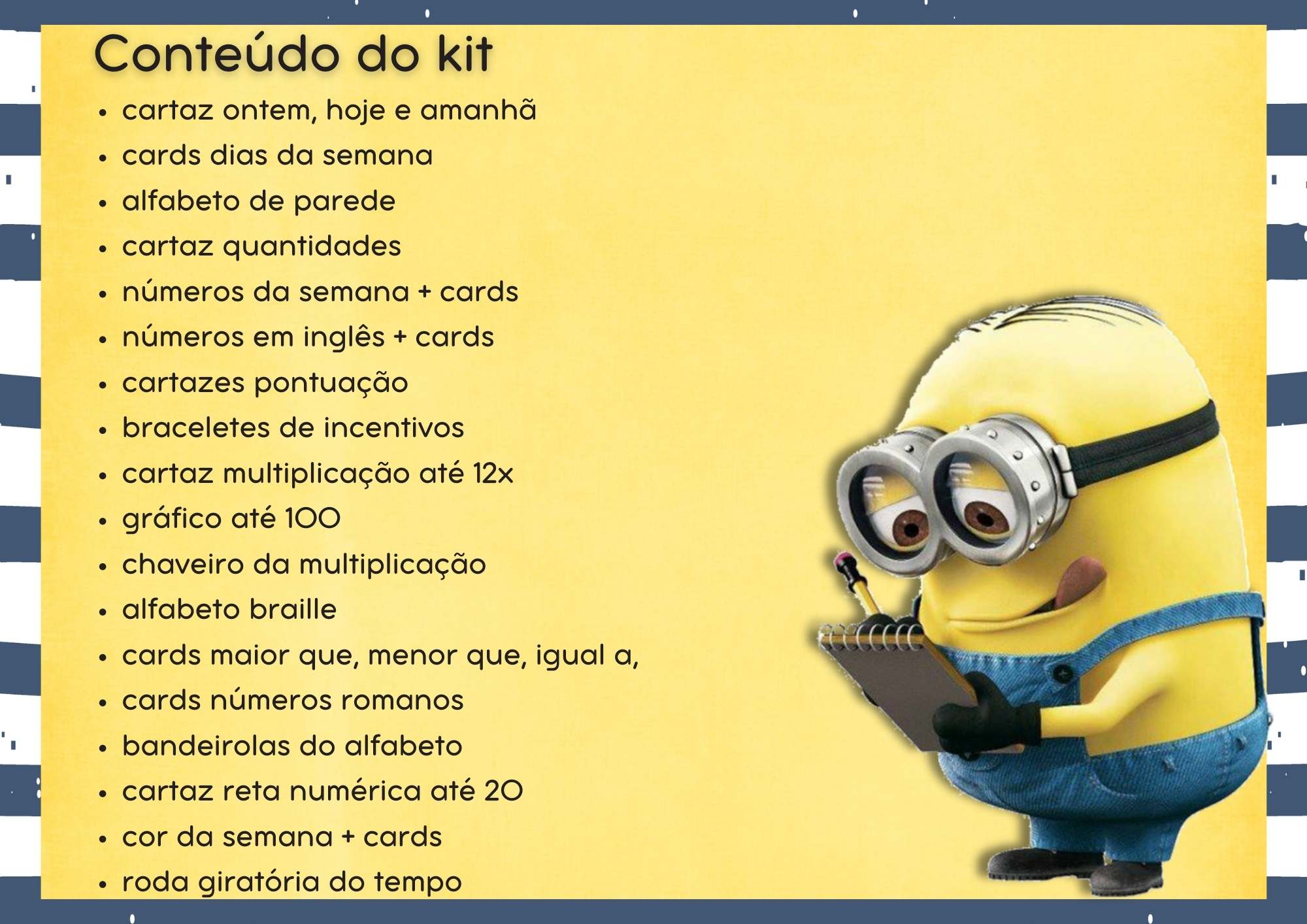 Kit volta as aulas Minions - Mega kit Kit decoração de sala de aula Minions