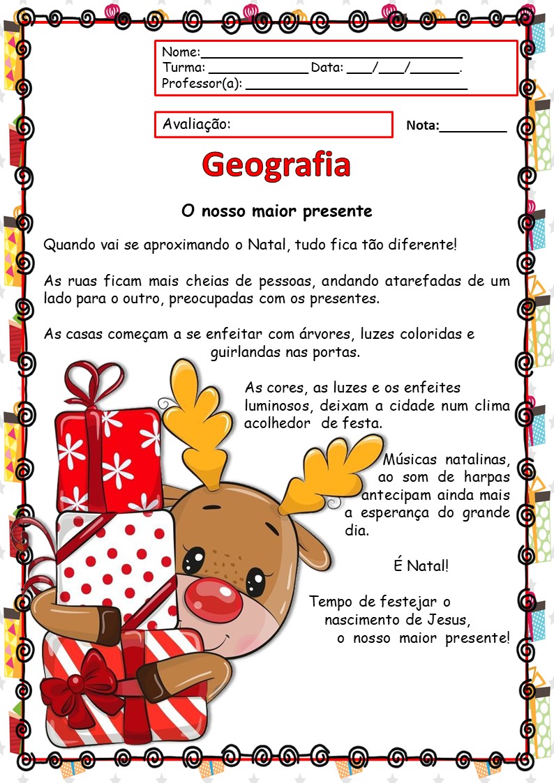 1º ano Avaliação de Geografia 4º bimestre 1º ano Avaliação de Geografia 4º bimestre