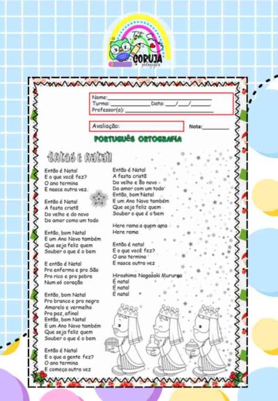 Avaliação de 4º Bimestre – Língua Portuguesa 1º Ano