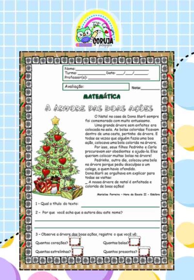 Avaliação de Matemática 4º bimestre 1º ano