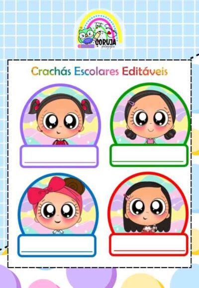 Crachás Editáveis Menino e Menina