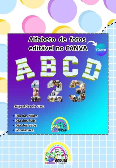 Alfabeto e Algarismos de Molduras Personalizáveis no Canva PLR Editável para REVENDA