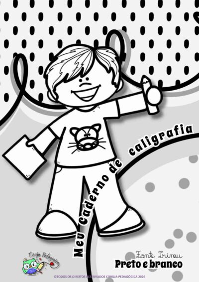 Caderno de Caligrafia Preto e Branco – Letra Cursiva e Imprensa