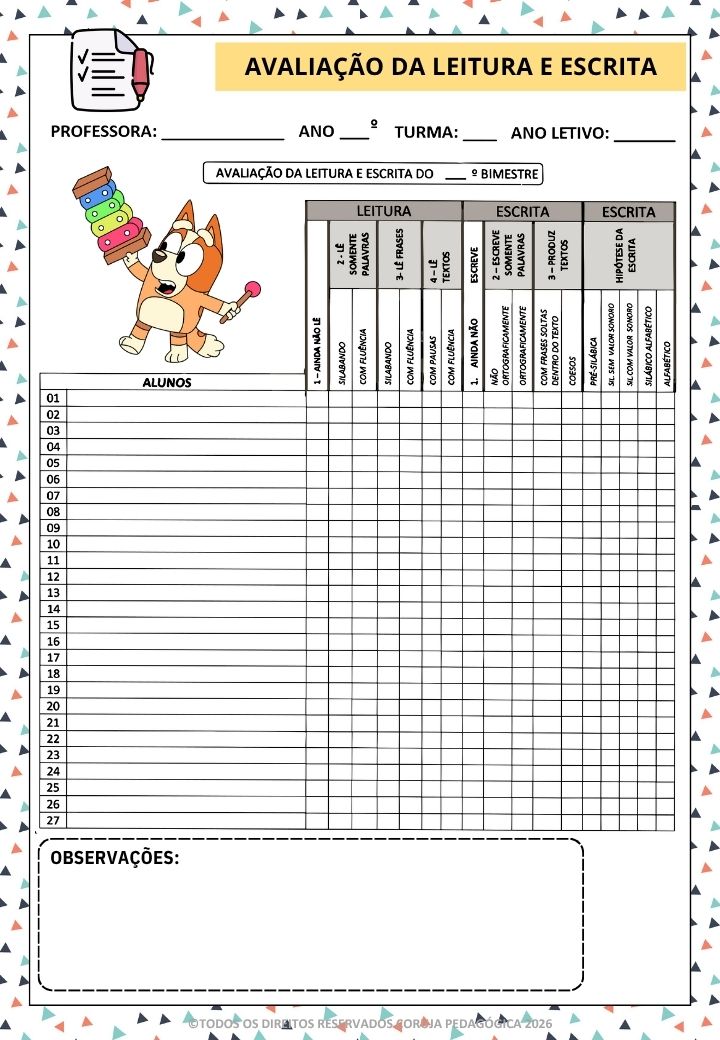 Bluey e Bingo Planner e Caderno de Planejamento para professores 2026 Bluey e Bingo Planner e Caderno Pedagógico 2026 @corujapedagogica
