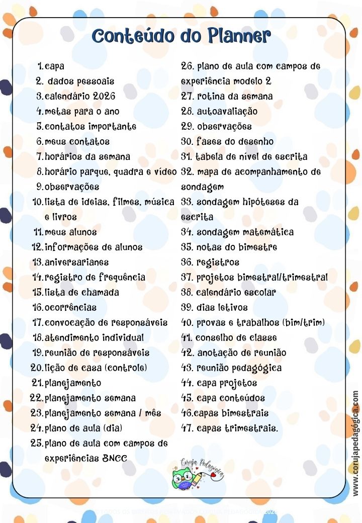 Bluey e Bingo Planner e Caderno de Planejamento para professores 2026 Bluey e Bingo Planner e Caderno Pedagógico 2026 @corujapedagogica