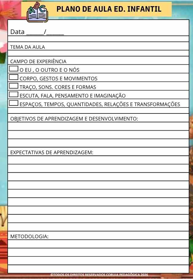 Moana Planner e Caderno de Planejamento para professores 2026 Moana Planner e Caderno Pedagógico 2026 @corujapedagogica