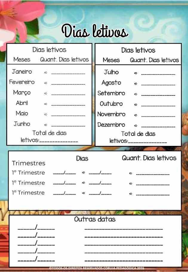 Moana Planner e Caderno de Planejamento para professores 2026 Moana Planner e Caderno Pedagógico 2026 @corujapedagogica