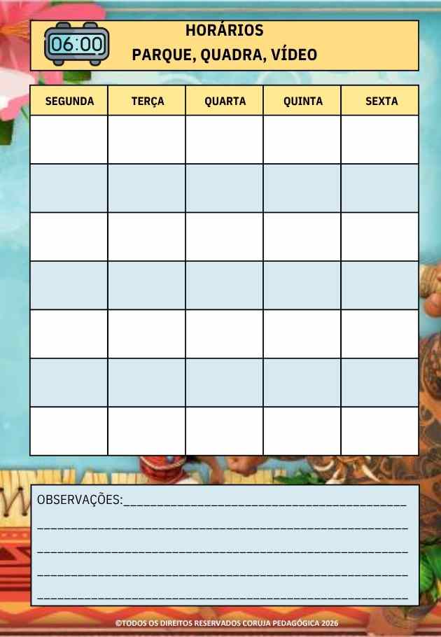 Moana Planner e Caderno de Planejamento para professores 2026 Moana Planner e Caderno Pedagógico 2026 @corujapedagogica